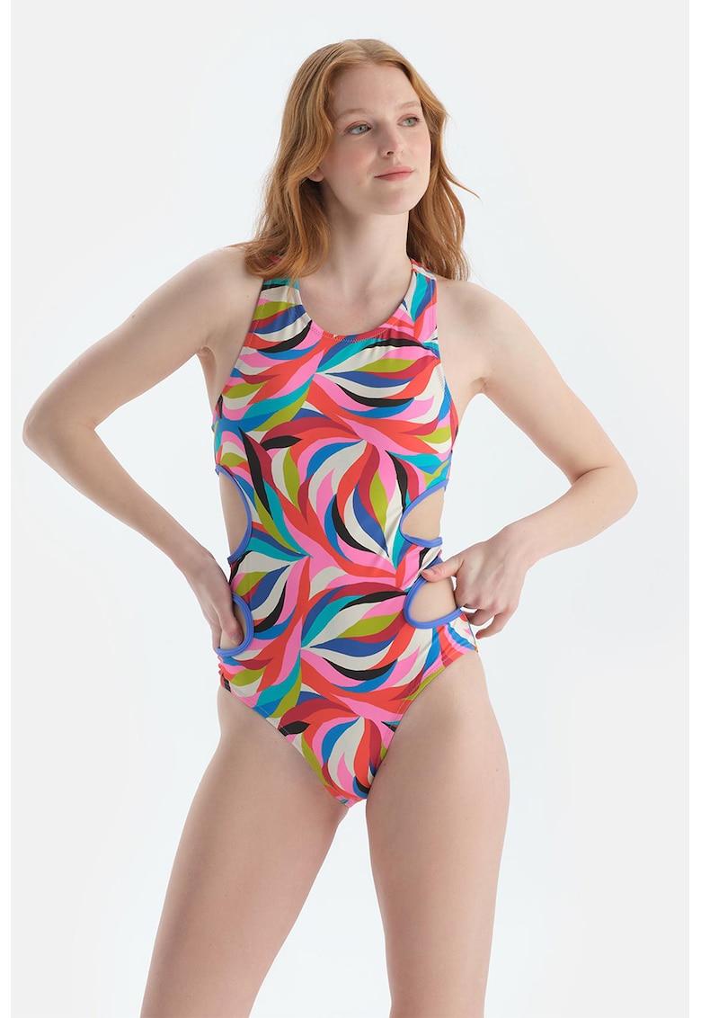 Costum de baie intreg cu model abstract