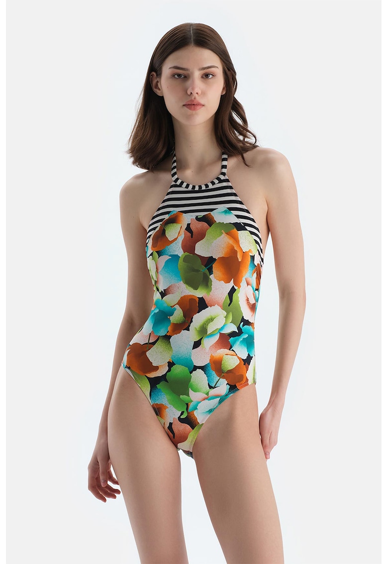 Costum de baie intreg cu model floral