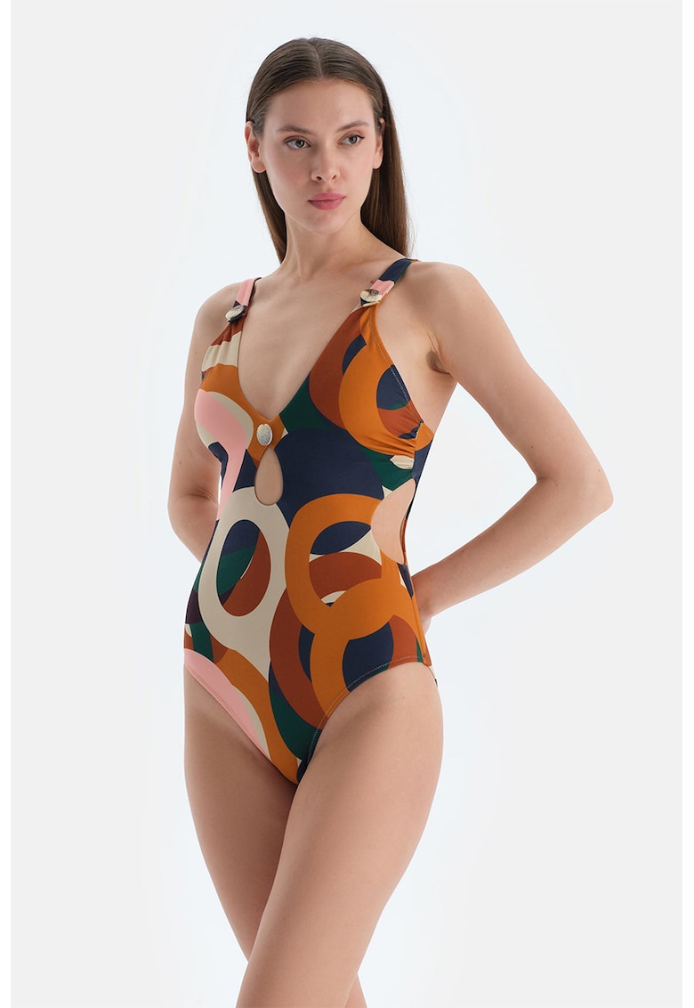 Costum de baie intreg cu model abstract