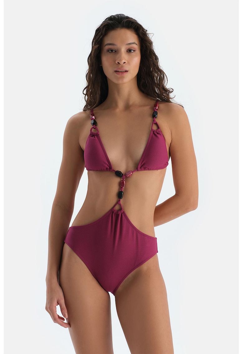 Costum de baie intreg cu aplicatii cu pietre
