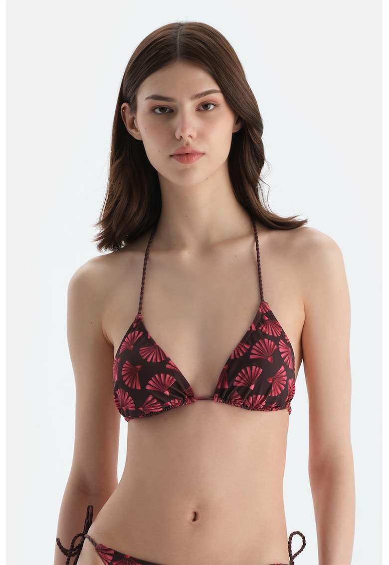 Sutien de baie cu cupe triunghiulare si model