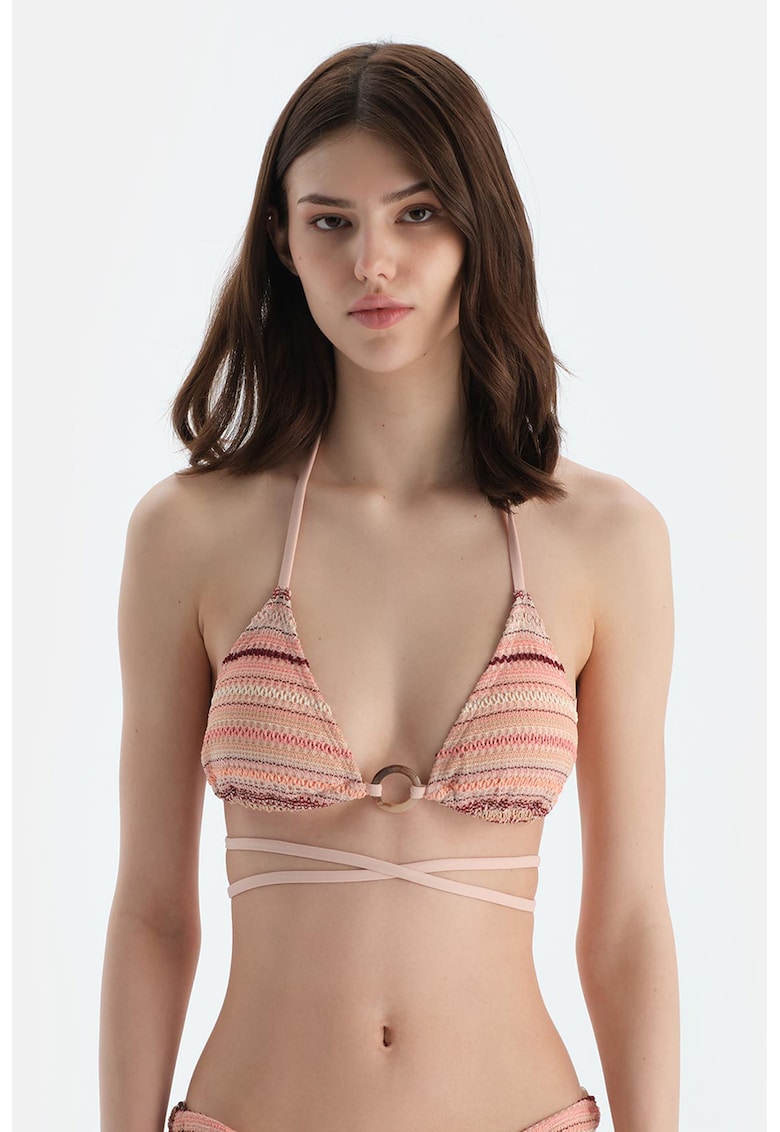 Sutien cu detaliu decorativ si model in dungi Sutien cu detaliu decorativ si model in dungi