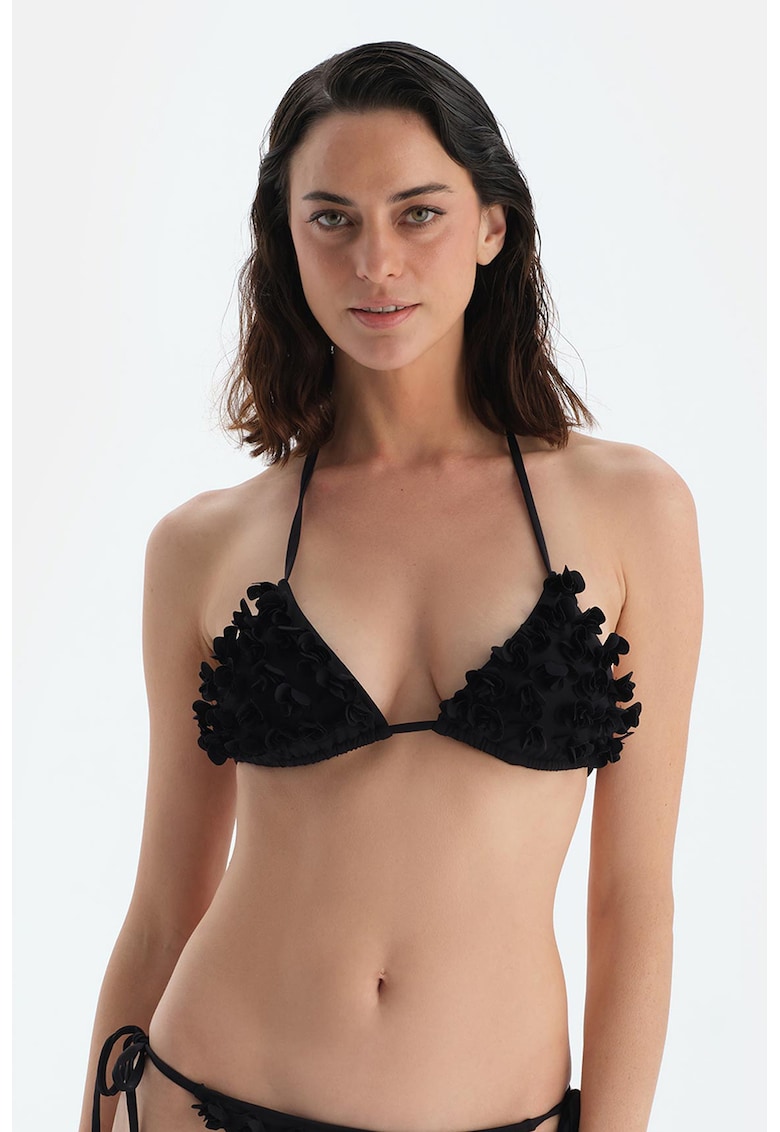 Sutien cu cupe triunghiulare si aplicatii florale