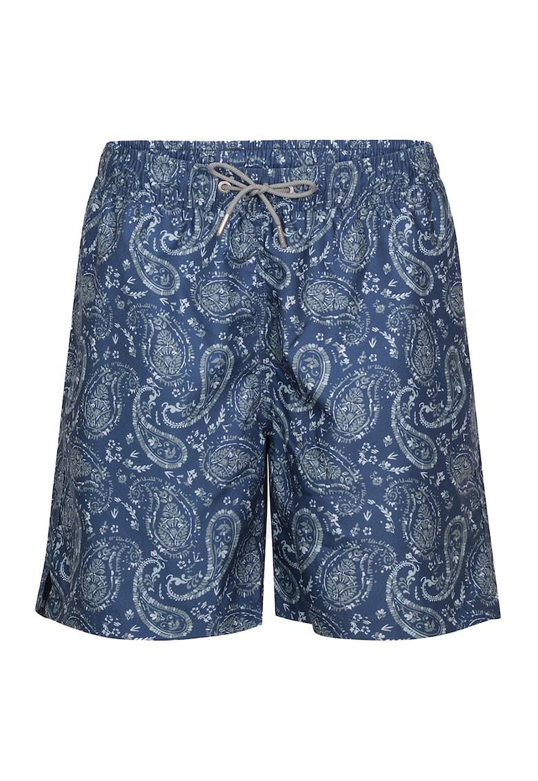 Pantaloni scurti de baie cu model paisley - Albastru prafuit/Verde sparanghel