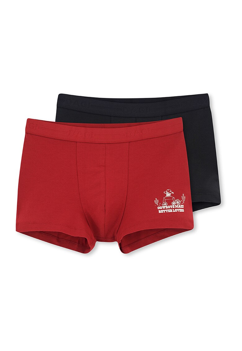 Set de boxeri din amestec de bumbac - 2 perechi - Negru/Rosu inchis