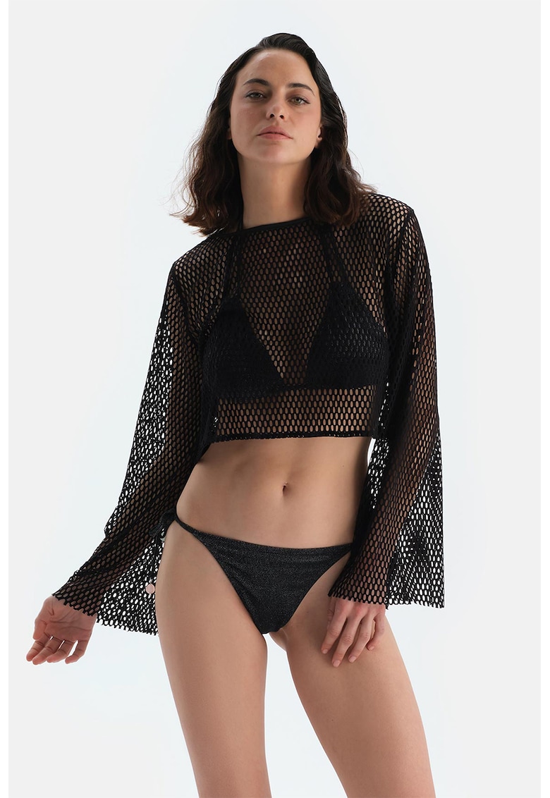 Top transparent cu maneci lungi