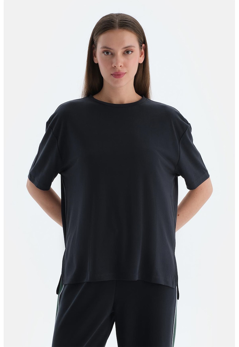 Tricou uni lejer din amestec de modal - Negru