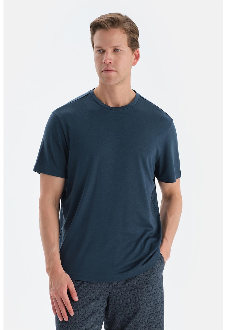 Tricou de casa din lyocell cu decolteu la baza gatului