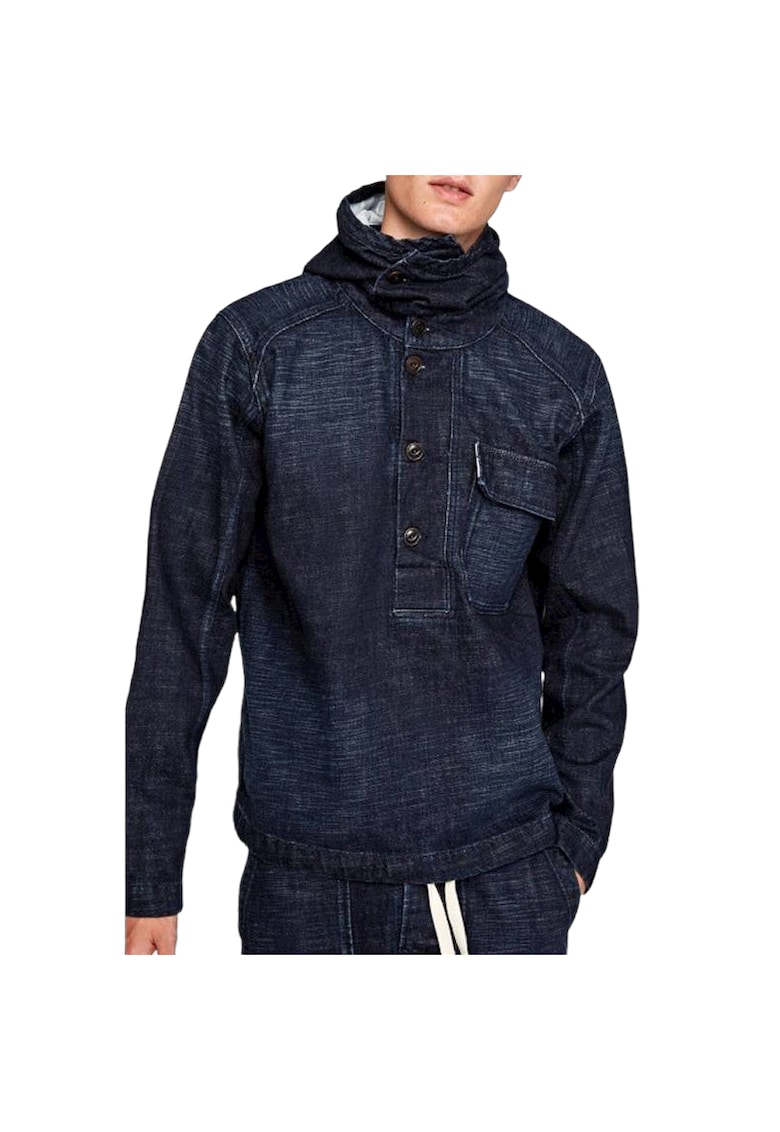 Jacheta din denim cu fenta cu nasturi Buck -