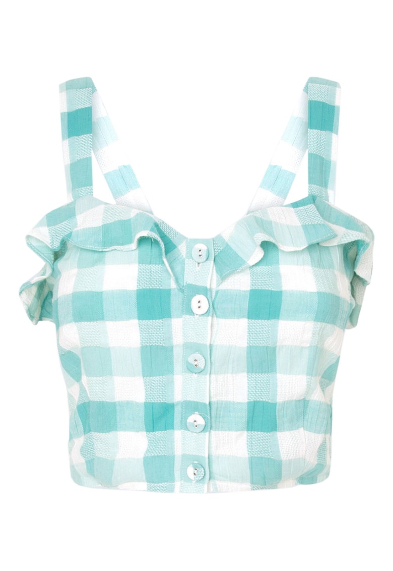 Top crop cu imprimeu in carouri Top crop cu imprimeu in carouri