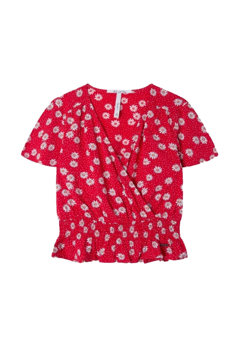Tricou model petrecut cu imprimeu floral Tricou model petrecut cu imprimeu floral