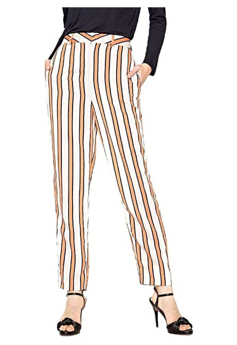 Pantaloni dama cu imprimeu in dungi -