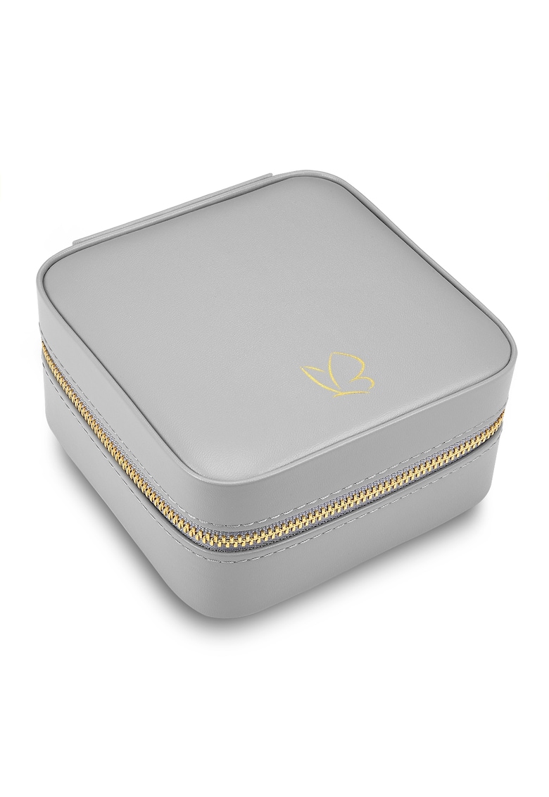 Cutie de bijuterii din piele ecologica cu oglinda - pentru calatorii