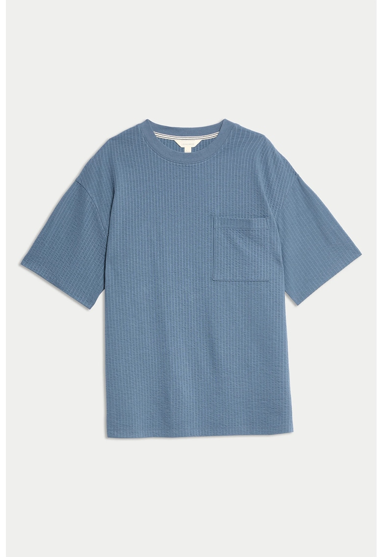 Tricou de pijama cu model in dungi - Albastru prafuit