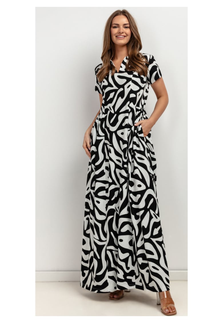 Rochie lejera din amestec de in cu buzunare