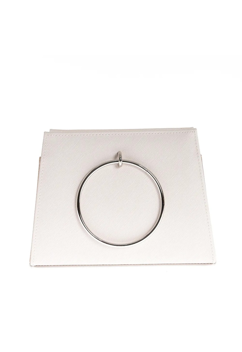 Geanta crem cu manere rotunde metalice