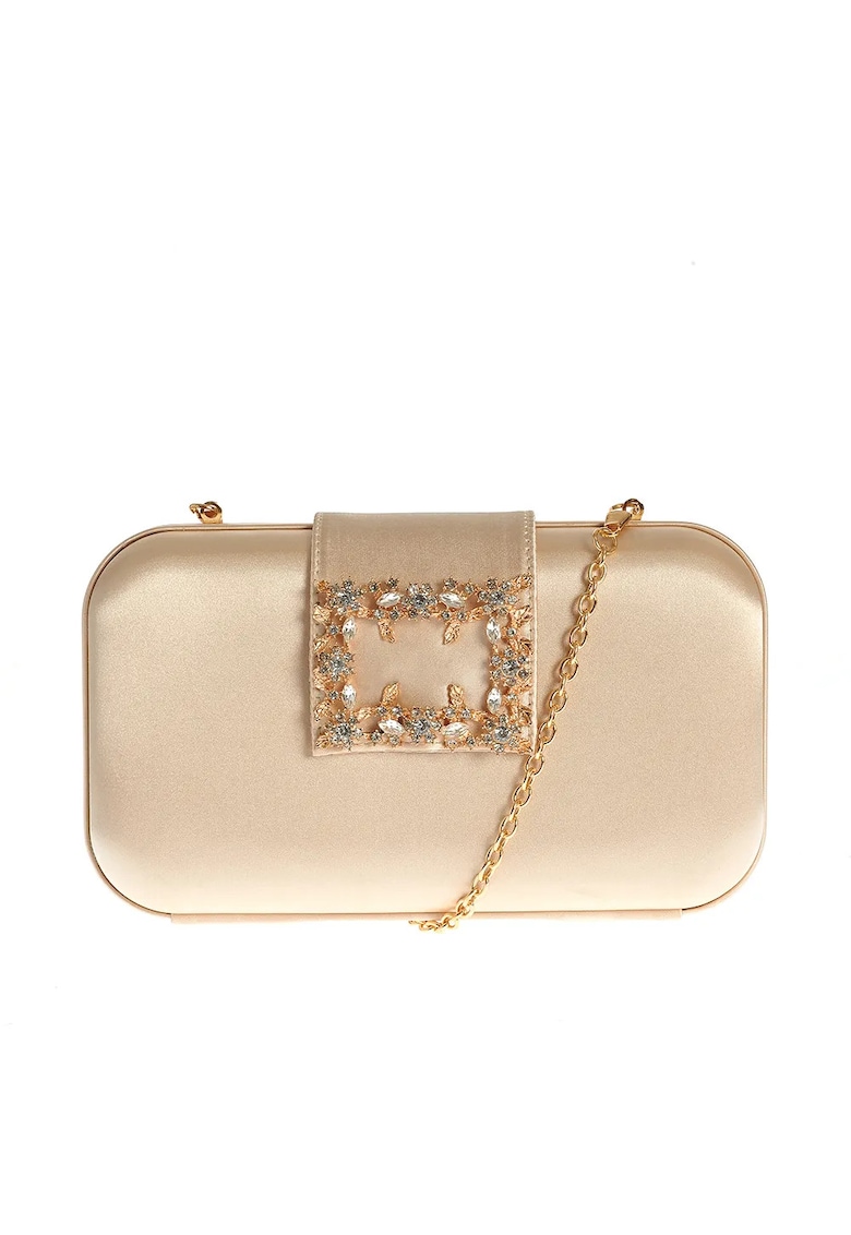 Geanta plic bej cu pietre acrilice