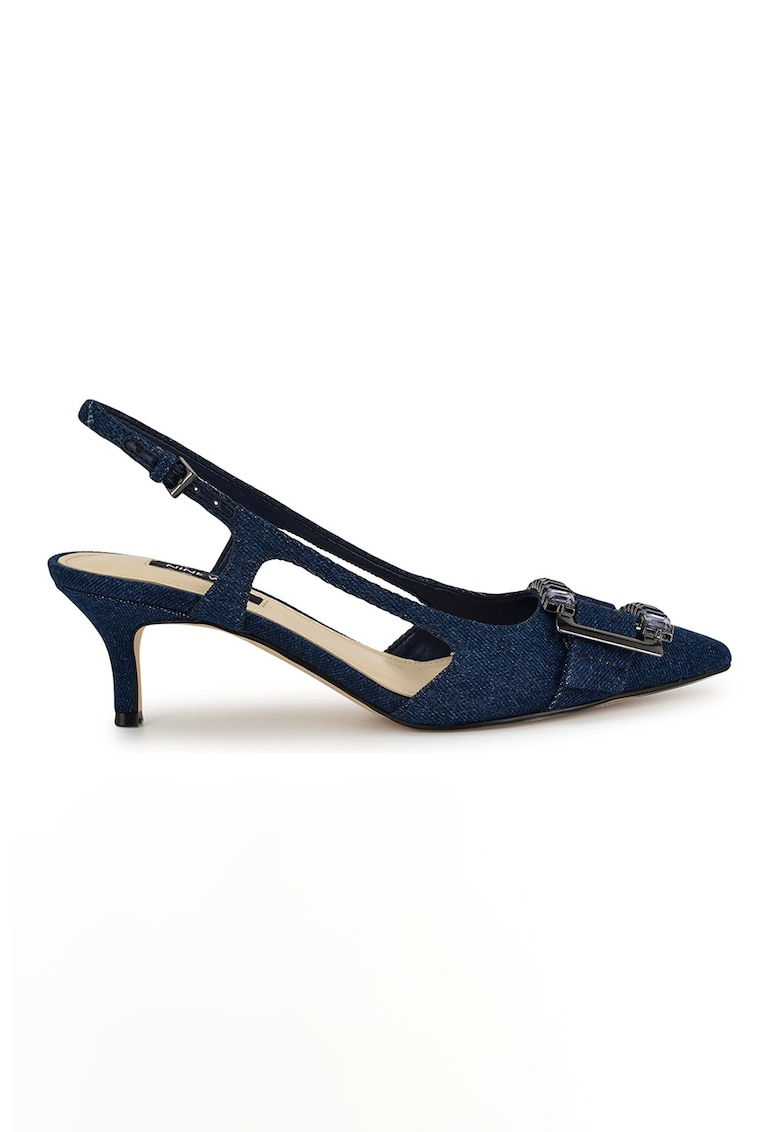 Pantofi cu varf ascutit si aspect de denim Neeri