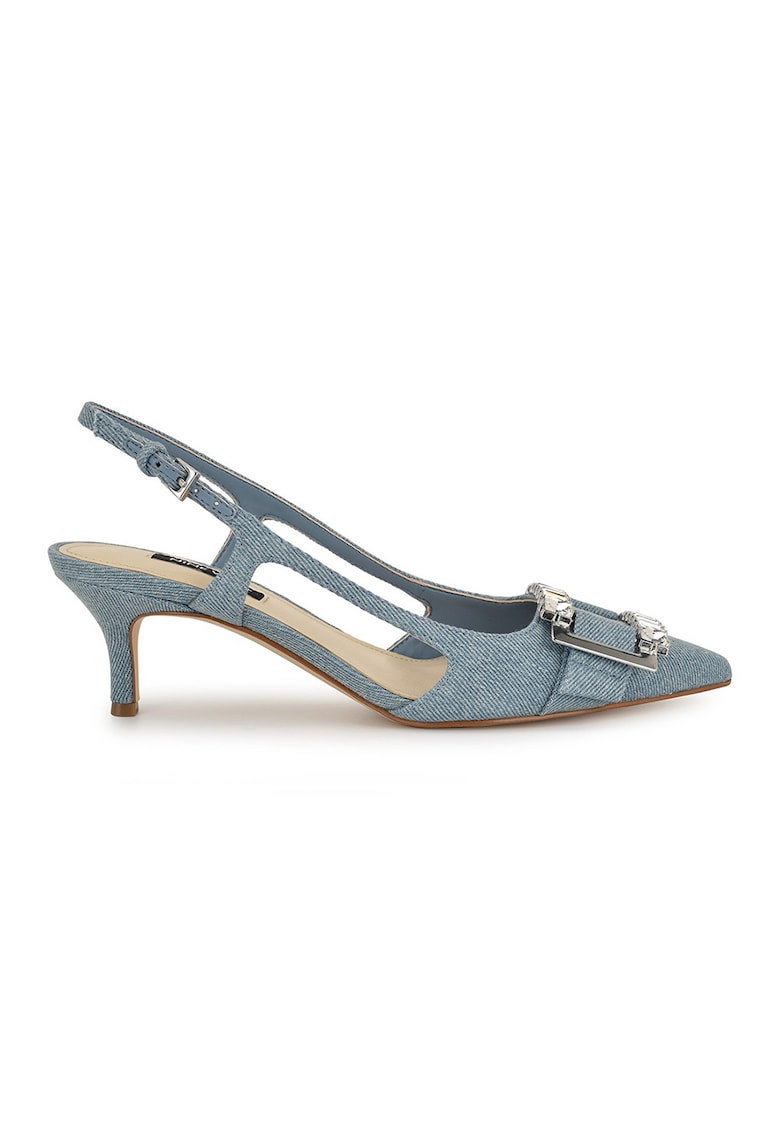 Pantofi cu varf ascutit si aspect de denim Neeri