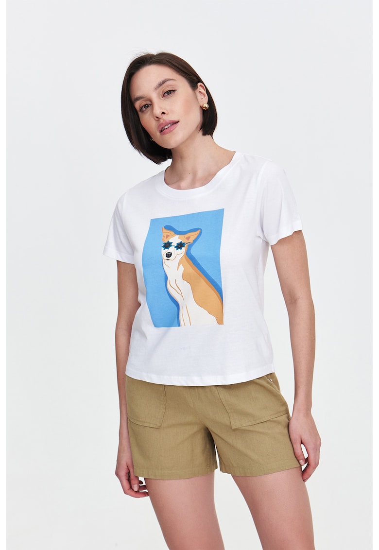 Tricou cu imprimeu grafic si decolteu rotund Tricou cu imprimeu grafic si decolteu rotund