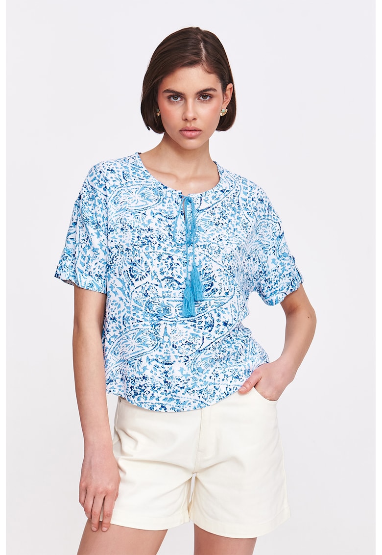 Bluza cu model - decolteu rotund si canafi