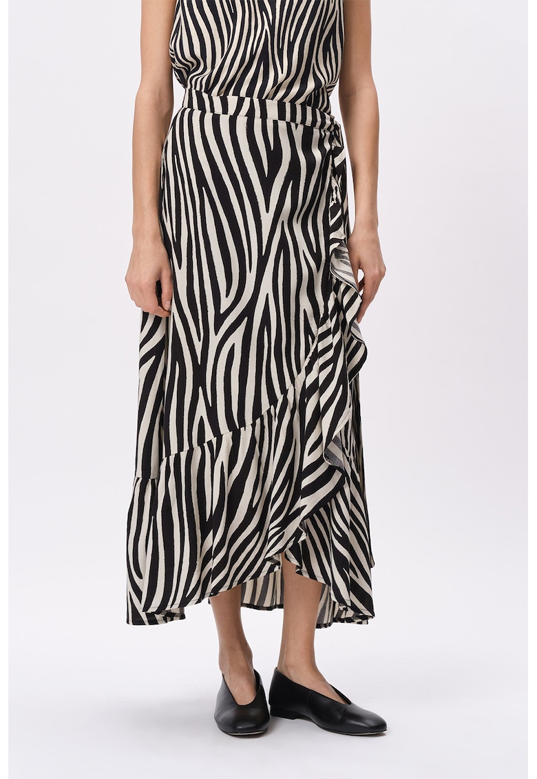 Fusta midi petrecuta cu diverse imprimeuri