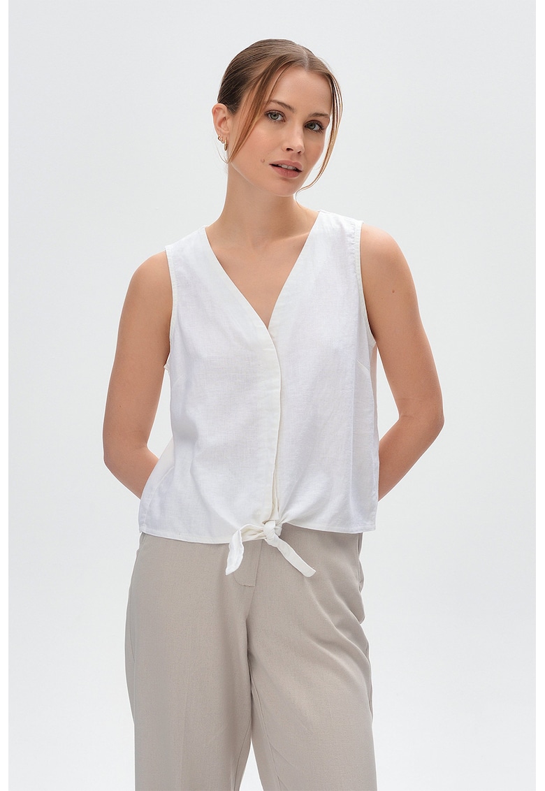 Bluza din amestec de in cu funda