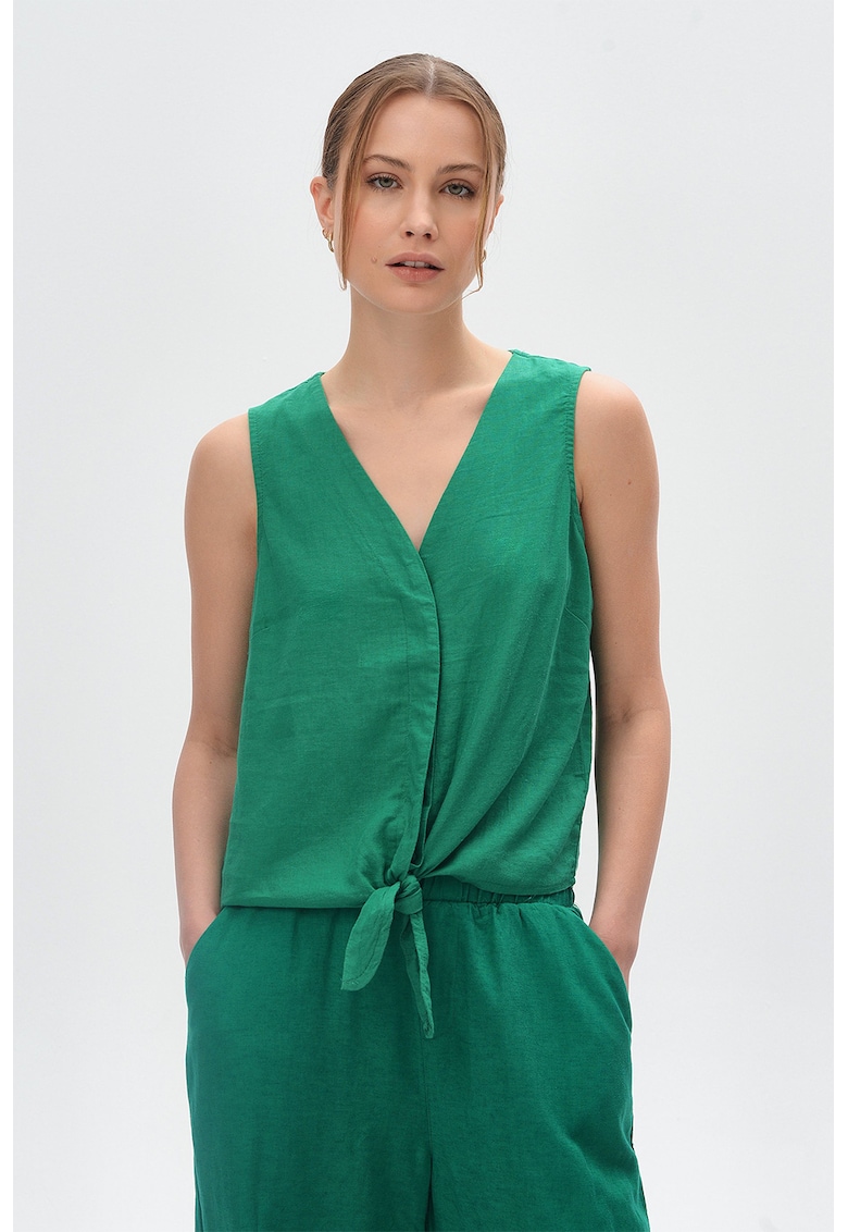 Bluza din amestec de in cu funda