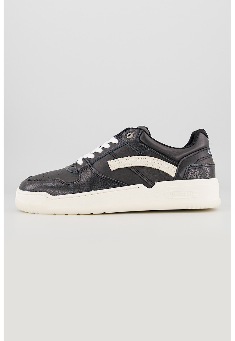 Pantofi sport low-cut de piele Grid Lea - Alb fildes/Negru