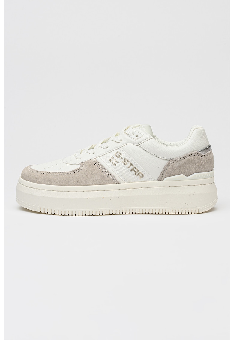 Pantofi sport low-cut cu segemente de piele intoarsa Eve - Alb/Grej