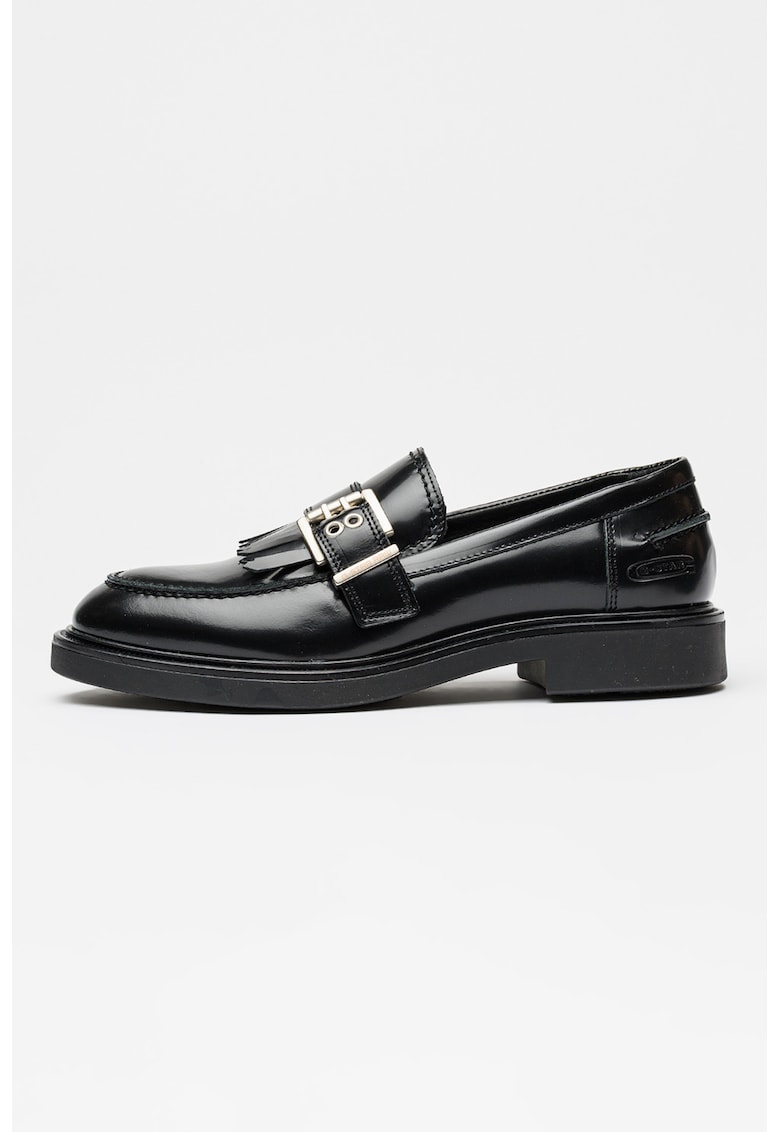 Pantofi loafer de piele lacuita cu catarama Vacum - Negru