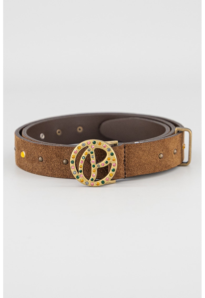 Curea de piele intoarsa cu catarama cu logo