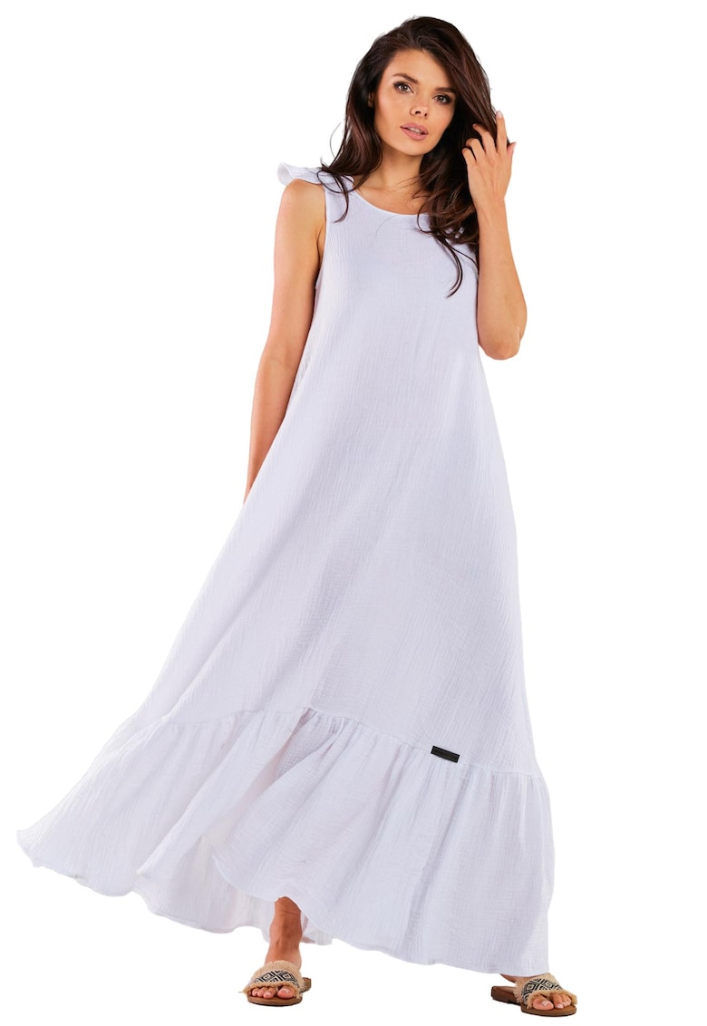 Rochie maxi - Alb - Bumbac/Lycra M262