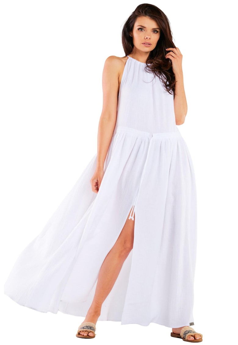 Rochie lunga M263 - Ajustabila - Alb - Bumbac/Lycra