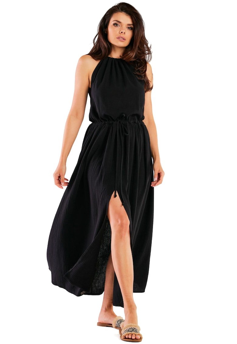 Rochie lunga M263 - Bumbac/Lycra - Negru
