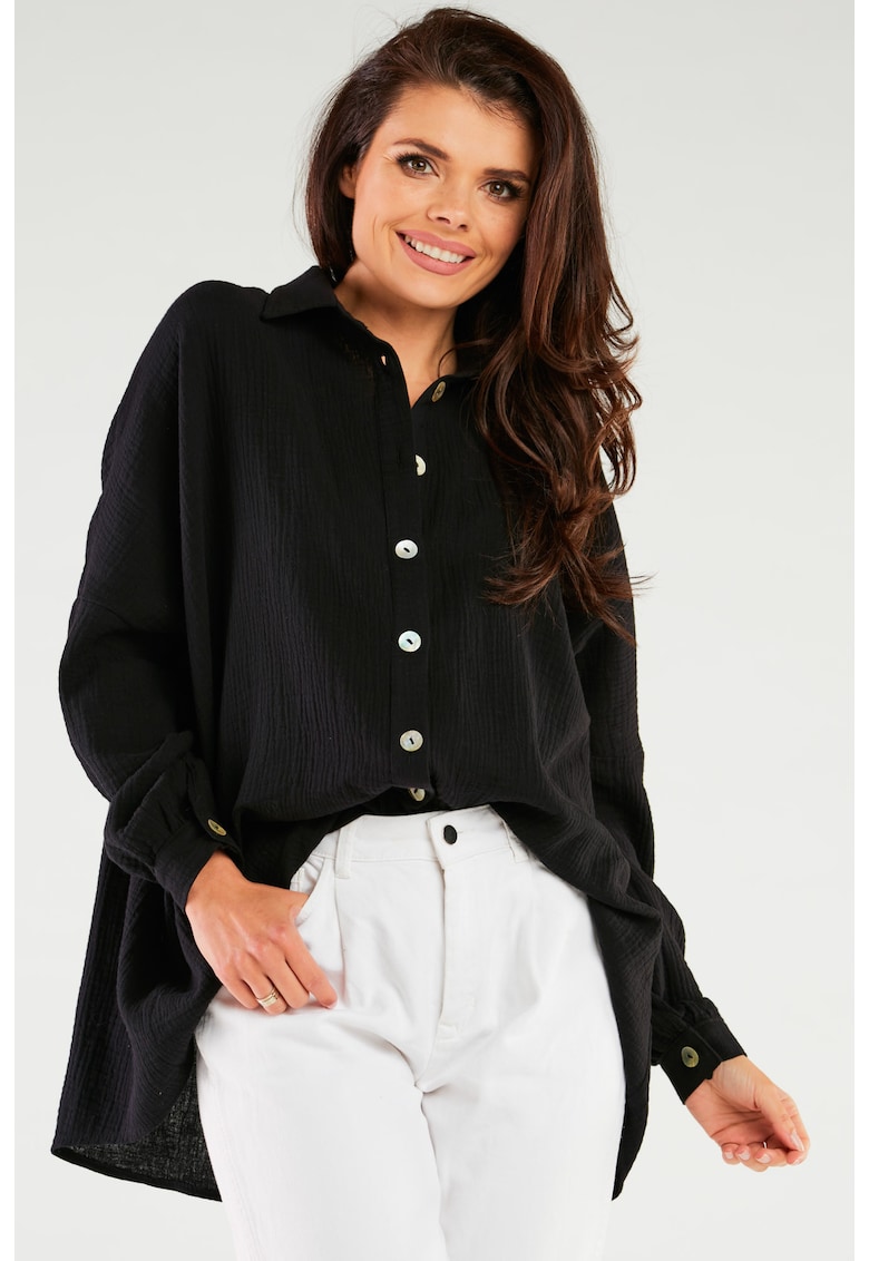 Camasa dama - M264 - supradimensionata - neagra - bumbac -