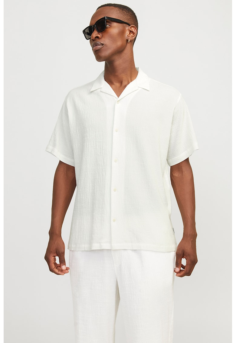 Camasa din bumbac cu maneci scurte - Alb