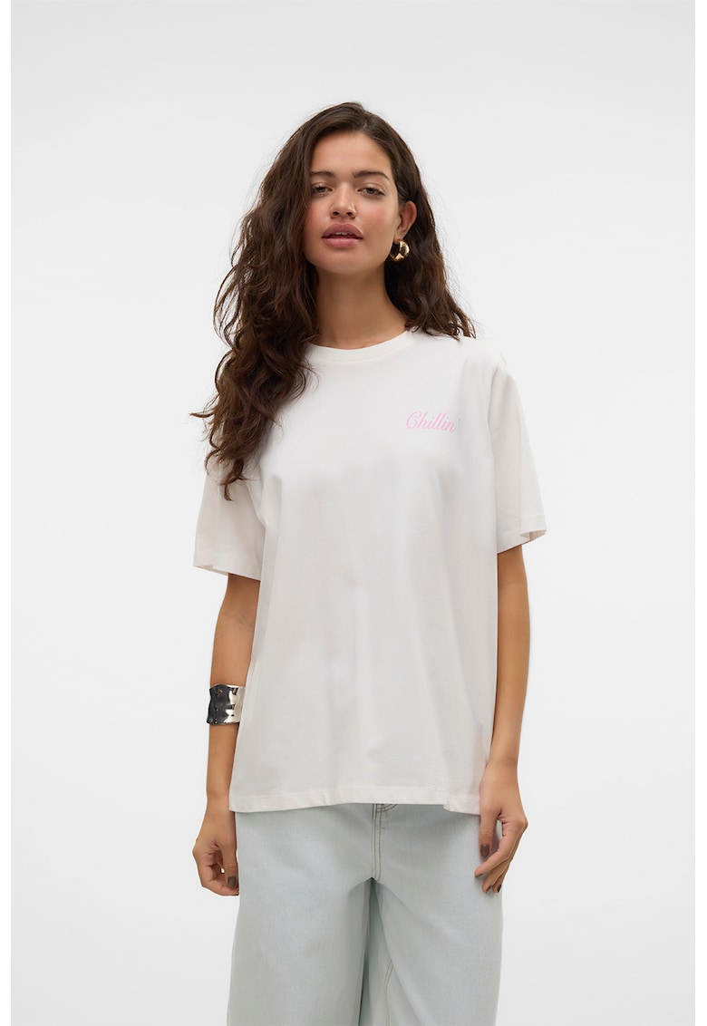 Tricou de bumbac organic cu imprimeu contrastant