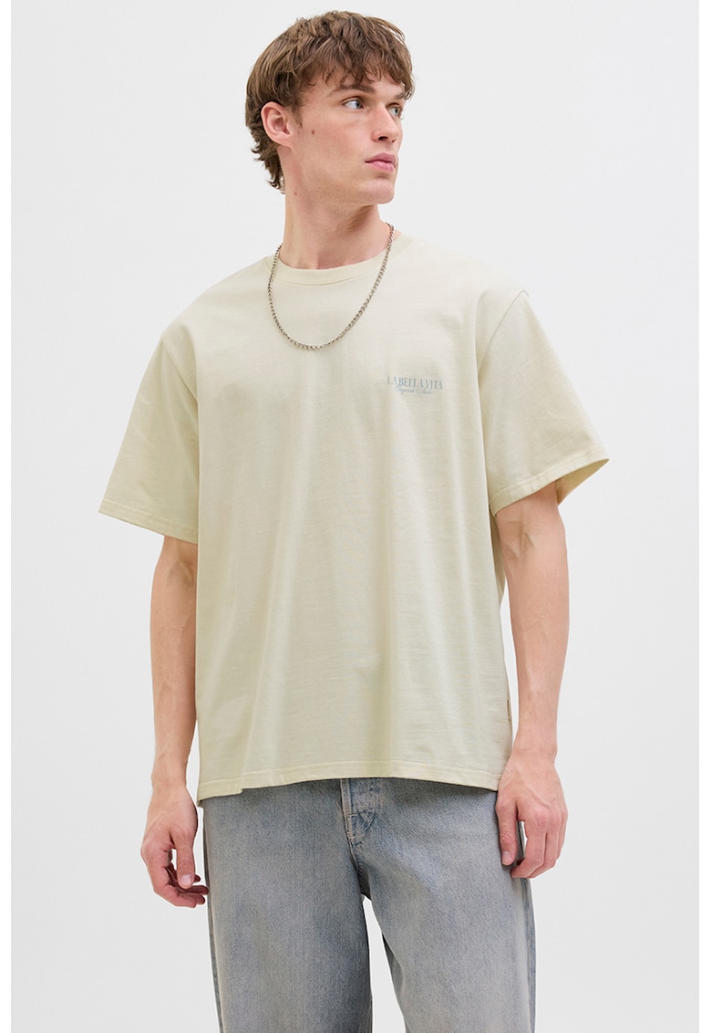 Tricou lejer de bumbac cu imprimeu foto pe partea din spate