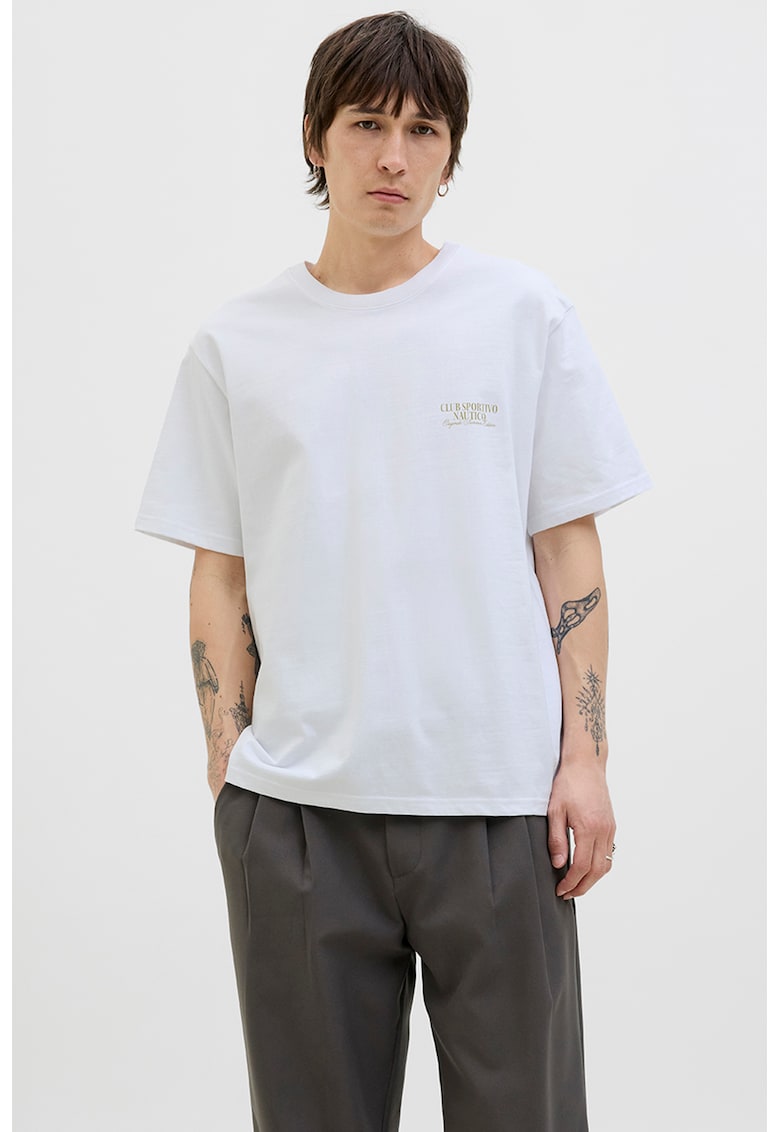 Tricou lejer de bumbac cu imprimeu foto pe partea din spate