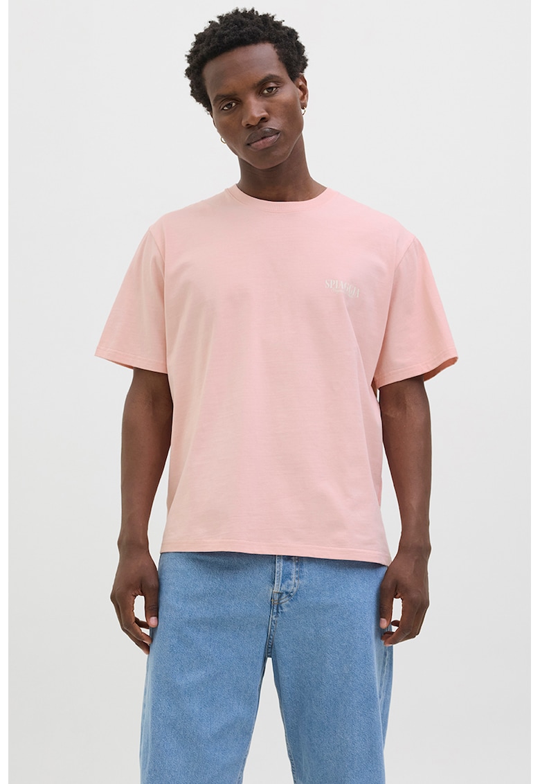 Tricou lejer de bumbac cu imprimeu foto pe partea din spate