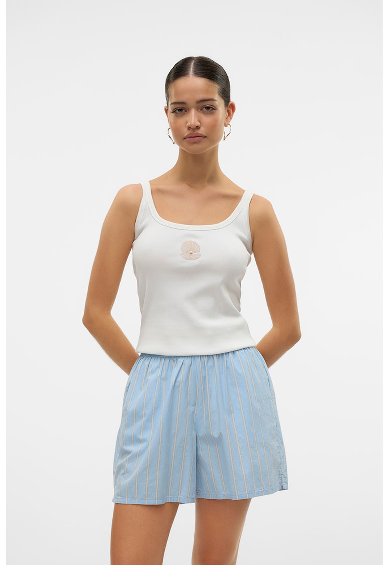 Top din amestec de bumbac organic cu detaliu brodat