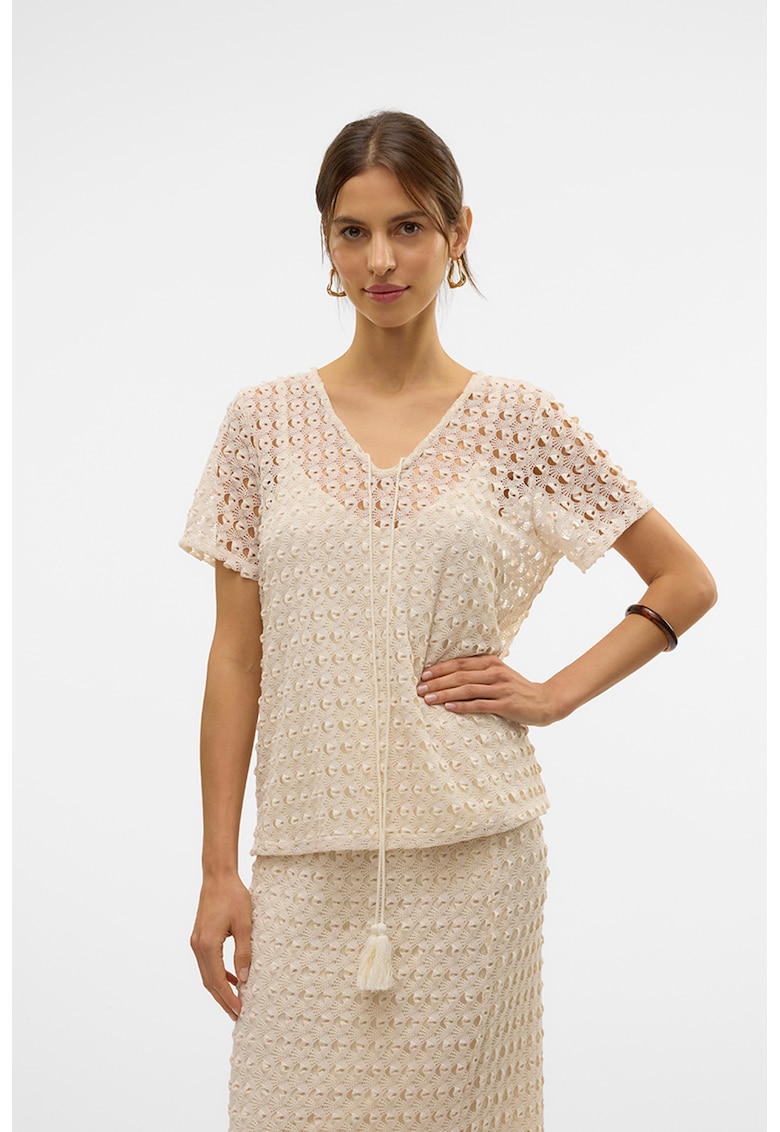 Bluza cu decolteu in V si maneci scurte