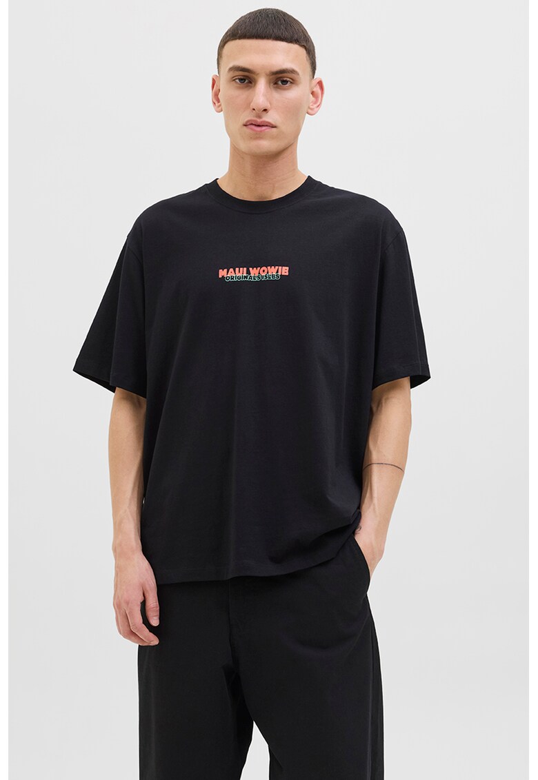 Tricou de bumbac cu imprimeu - Verde/Negru