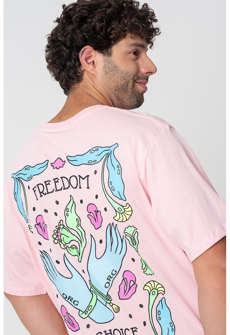 Tricou lejer cu imprimeu pe spate - Roz