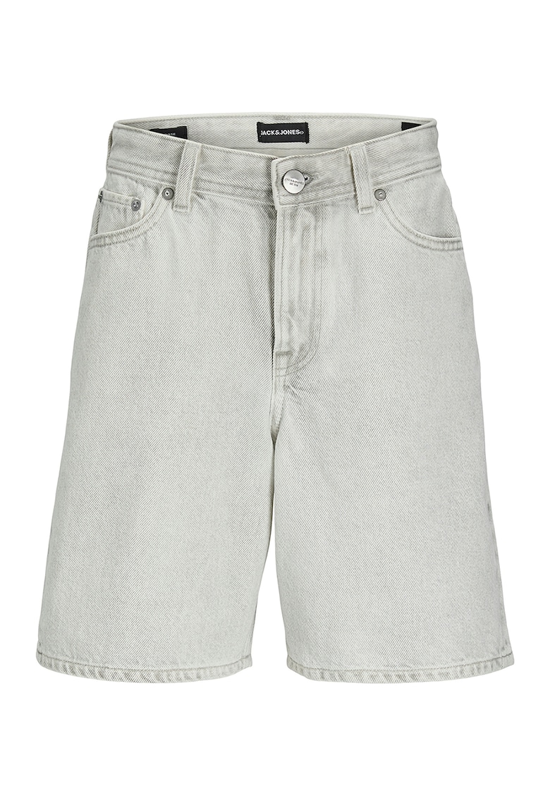 Pantaloni scurti drepti de denim - Gri deschis