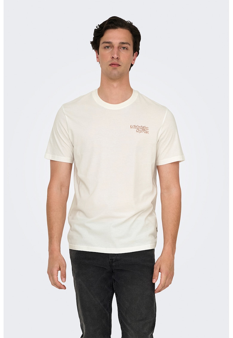 Tricou regular-fit din bumbac organic cu imprimeu pe partea din spate