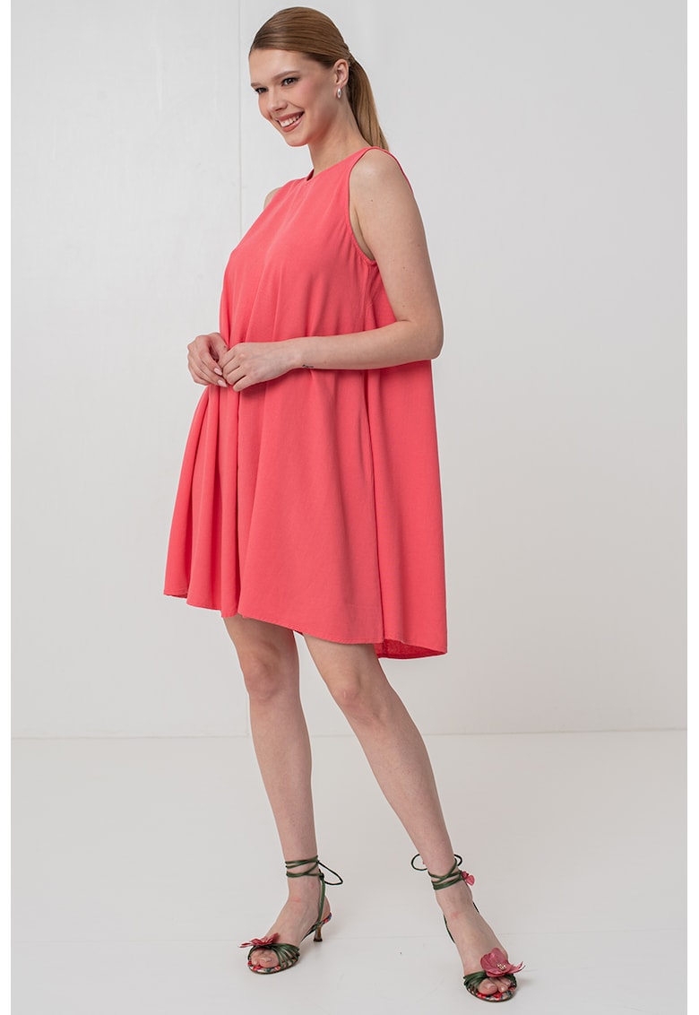 Rochie lejera scurta din amestec de in Say - Coral