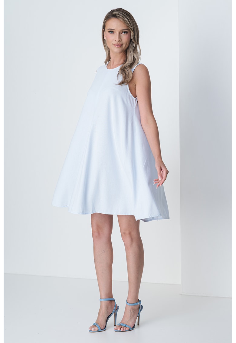 Rochie lejera scurta din amestec de in Say - Albastru deschis