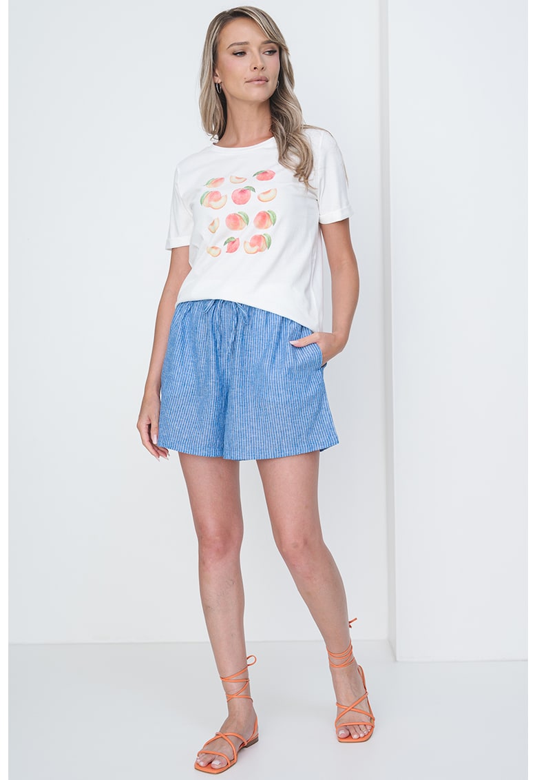 Tricou cu decolteu la baza gatului cu imprimeu grafic